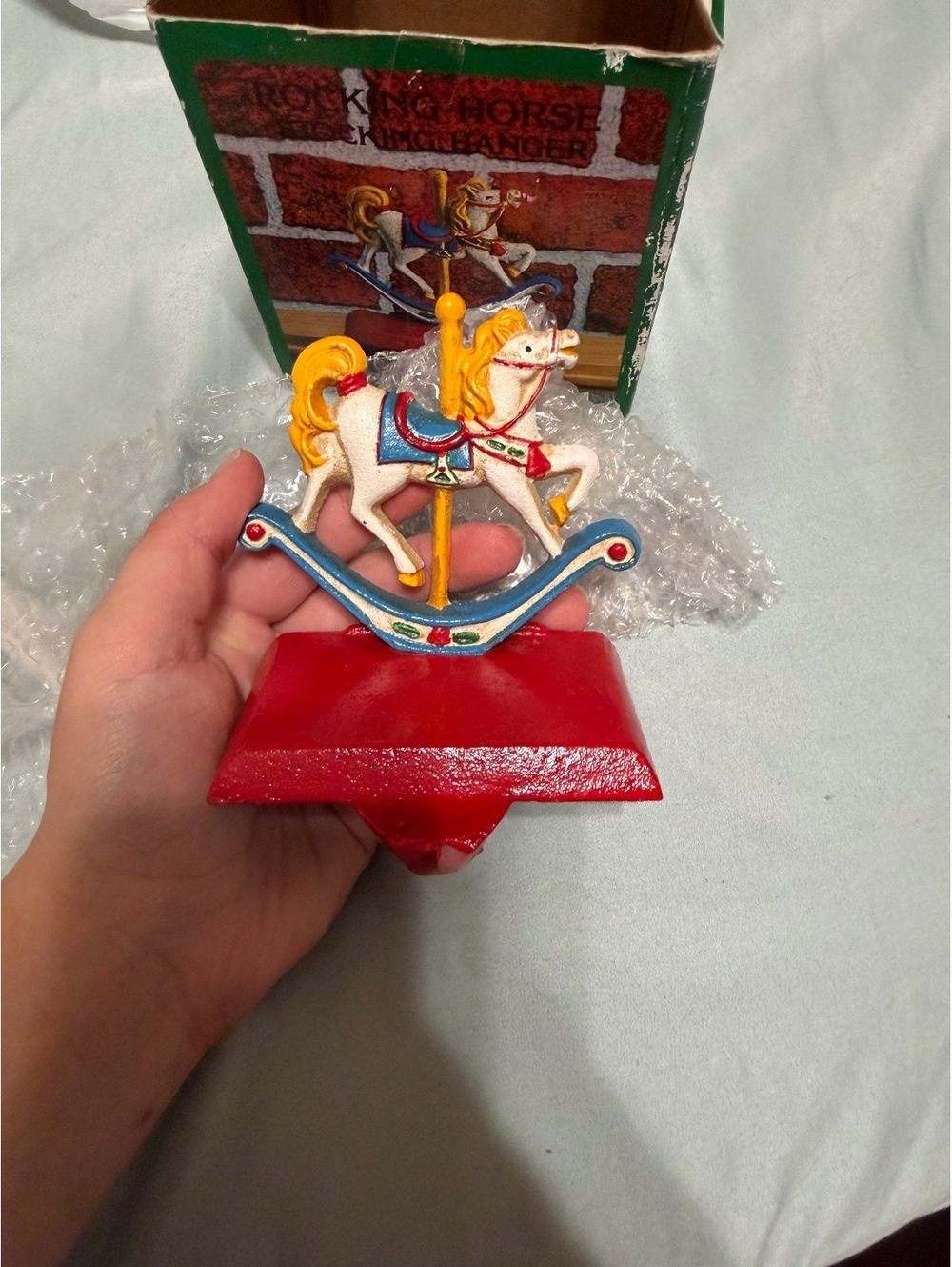 Vintage Carousel Rocking Horse Christmas stocking hanger